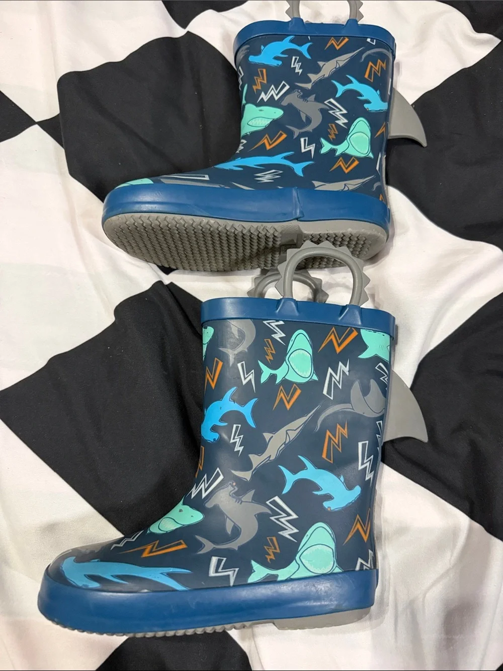 Kids Waterproof Rain Boots - Mint & Navy 2(Pair) boys size 10